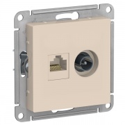 Розетка двойная ТV + компьютерная RJ45 кат. 5Е SE AtlasDesign, бежевый