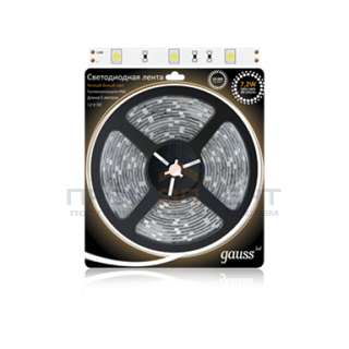 Лента LED 5050/30-SMD 7.2W  12V DC теплый белый  IP66 (блистер 5м)